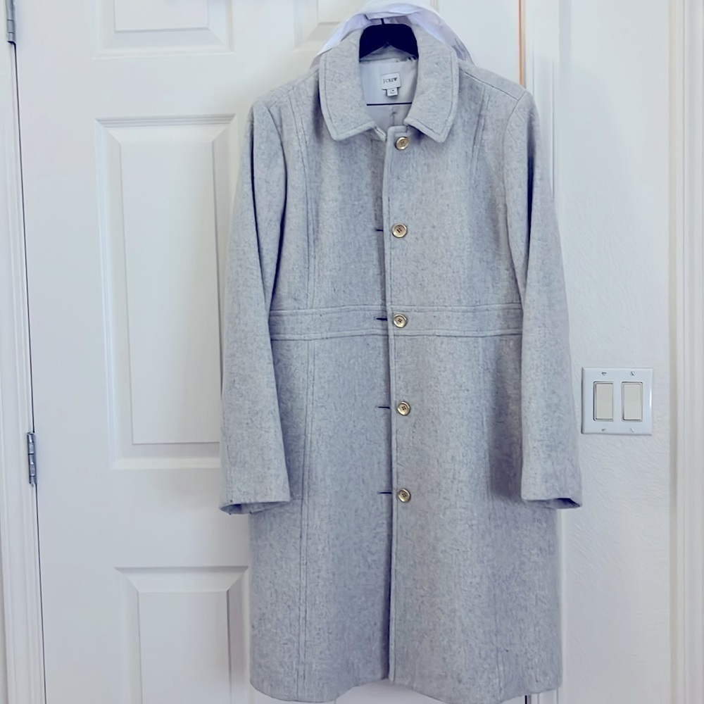 J CREW GRAY WOOL TRENCH COAT - Picture 2 of 8